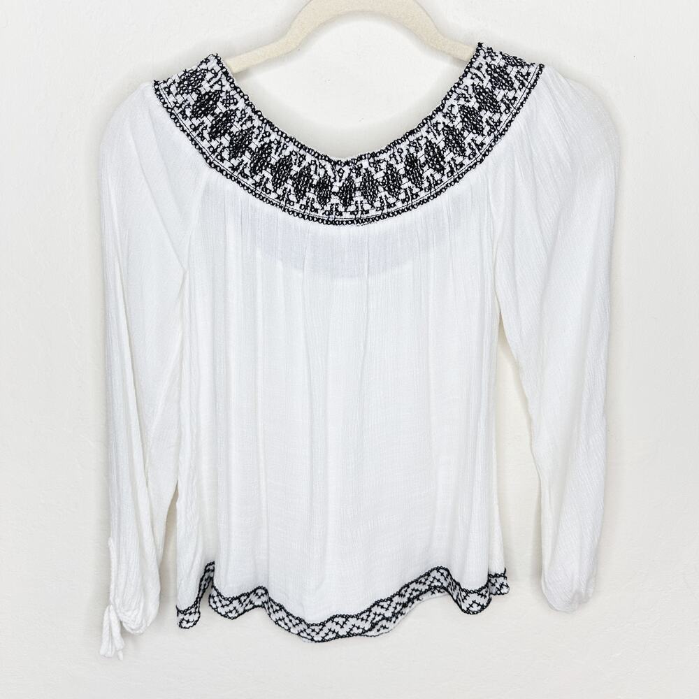 Anthropologie Avec Les Filles Embroidered Smocked Off The Shoulder Top Blouse XS - Picture 7 of 14